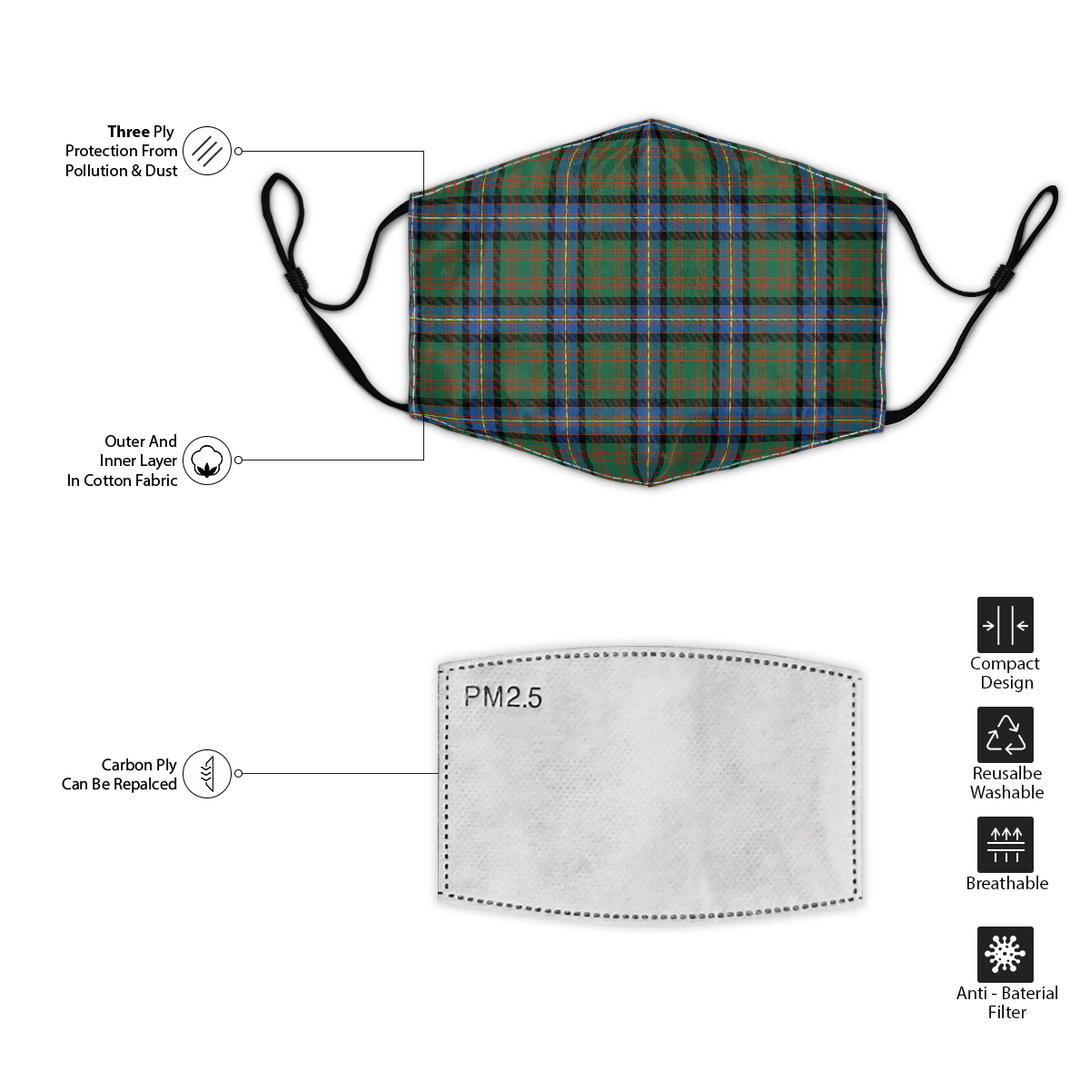 Celticprime Accessories - Cochrane Ancient Tartan Fabric Mask (With Filters)