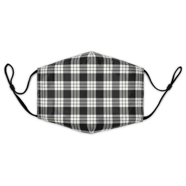 Celticprime Accessories - MacFarlane Black & White Ancient Tartan Fabric Mask (With Filters)