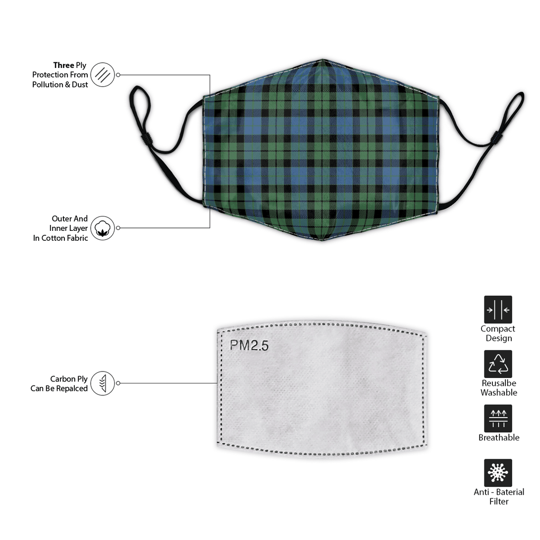 Celticprime Accessories - MacKay Ancient Tartan Fabric Mask (With Filters)