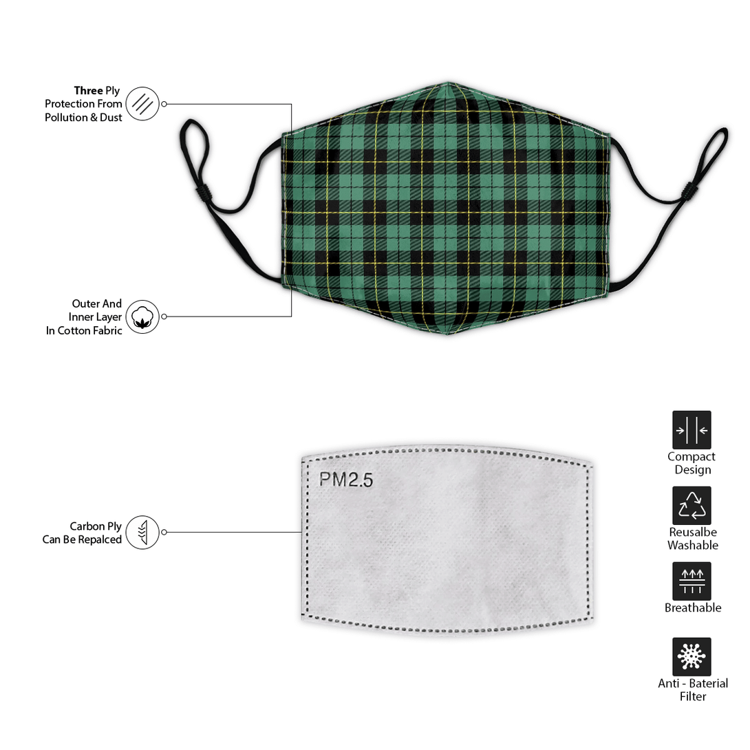 Celticprime Accessories - Wallace Hunting Ancient Tartan Fabric Mask (With Filters)