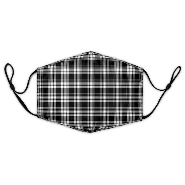 Celticprime Accessories - Menzies Black & White Modern Tartan Fabric Mask (With Filters)