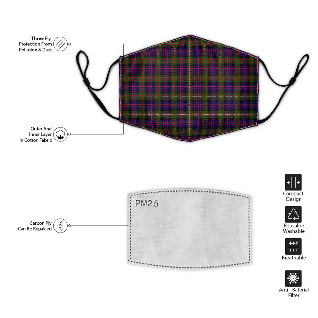 Celticprime Accessories - MacDonnell of Glengarry Modern Tartan Fabric Mask (With Filters)