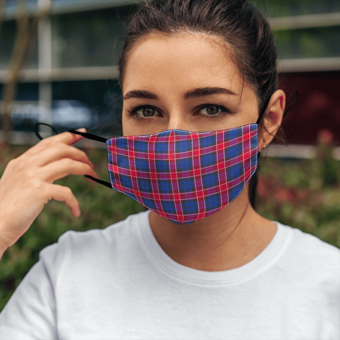 Celticprime Accessories - Graham of Menteith Red Tartan Fabric Mask (With Filters)