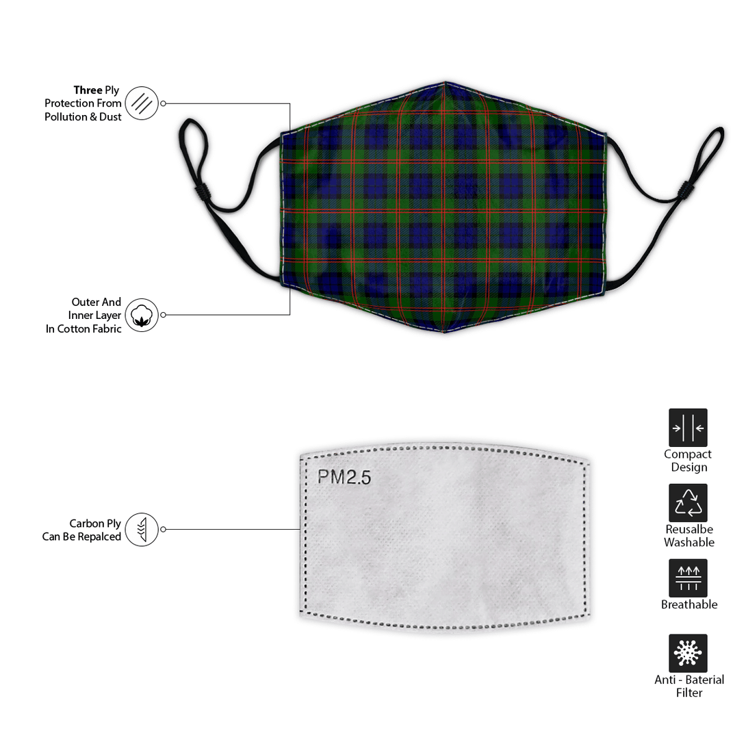 Celticprime Accessories - Dundas Modern 02 Tartan Fabric Mask (With Filters)