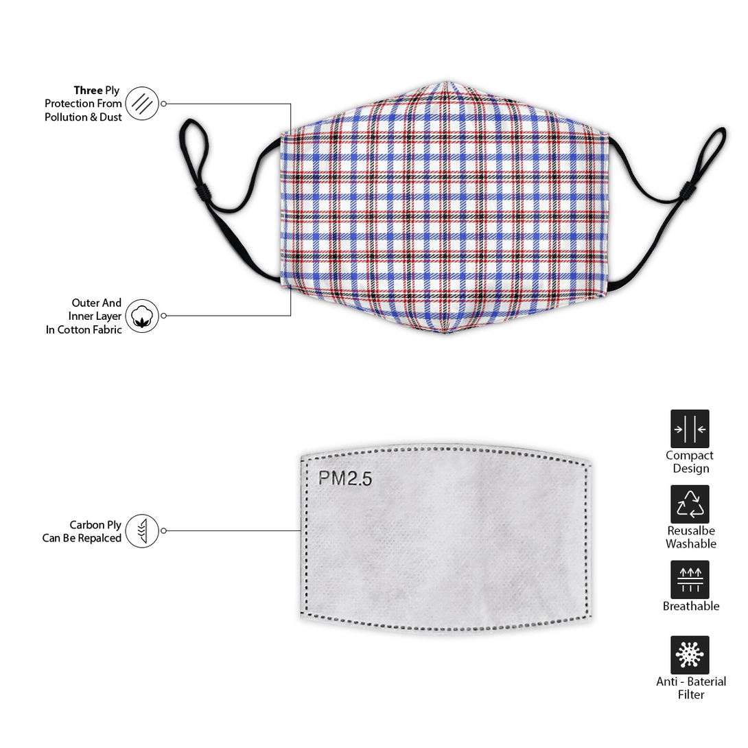 Celticprime Accessories - Boswell Modern Tartan Fabric Mask (With Filters)