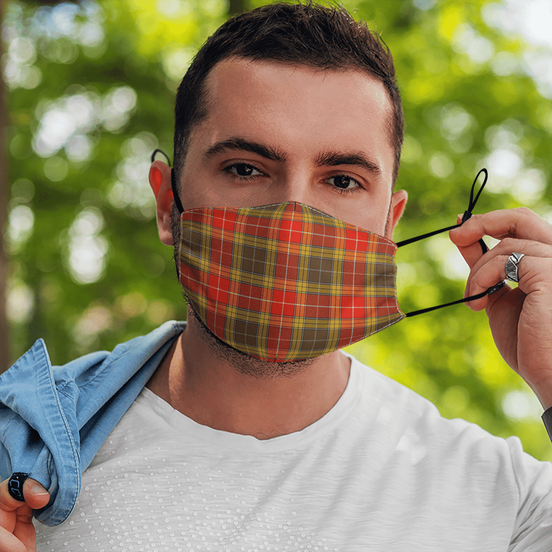 Celticprime Accessories - Buchanan Old Set Weathered Tartan Fabric Mask (With Filters)