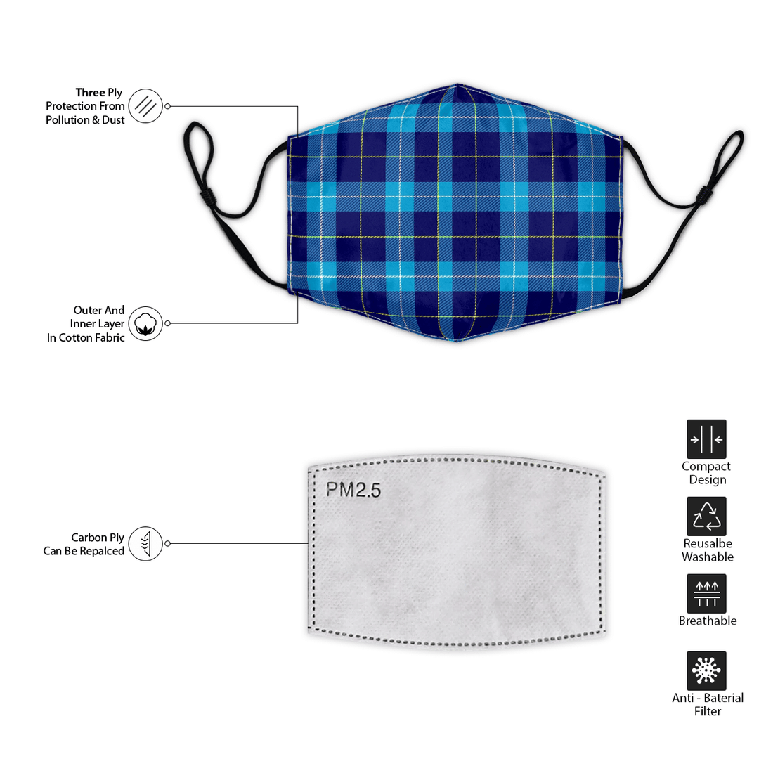 Celticprime Accessories - McKerrell Tartan Fabric Mask (With Filters)