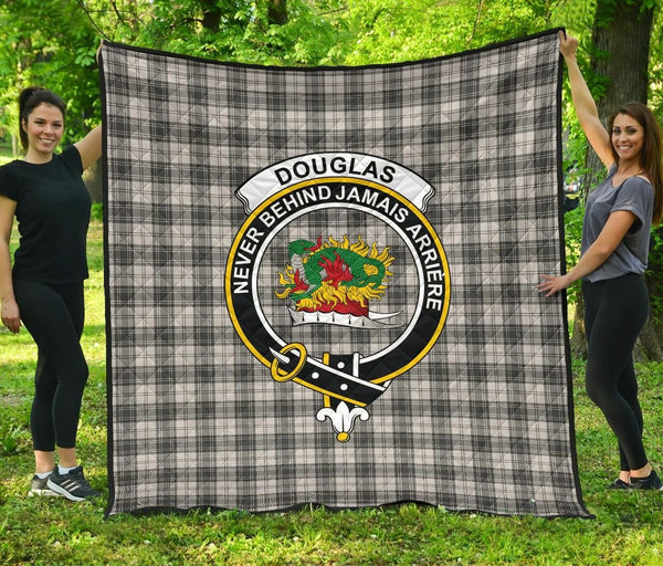 Douglas Grey Modern Tartan Classic Crest Premium Quilt