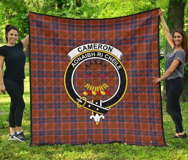 Cameron of Lochiel Ancient Tartan Classic Crest Premium Quilt