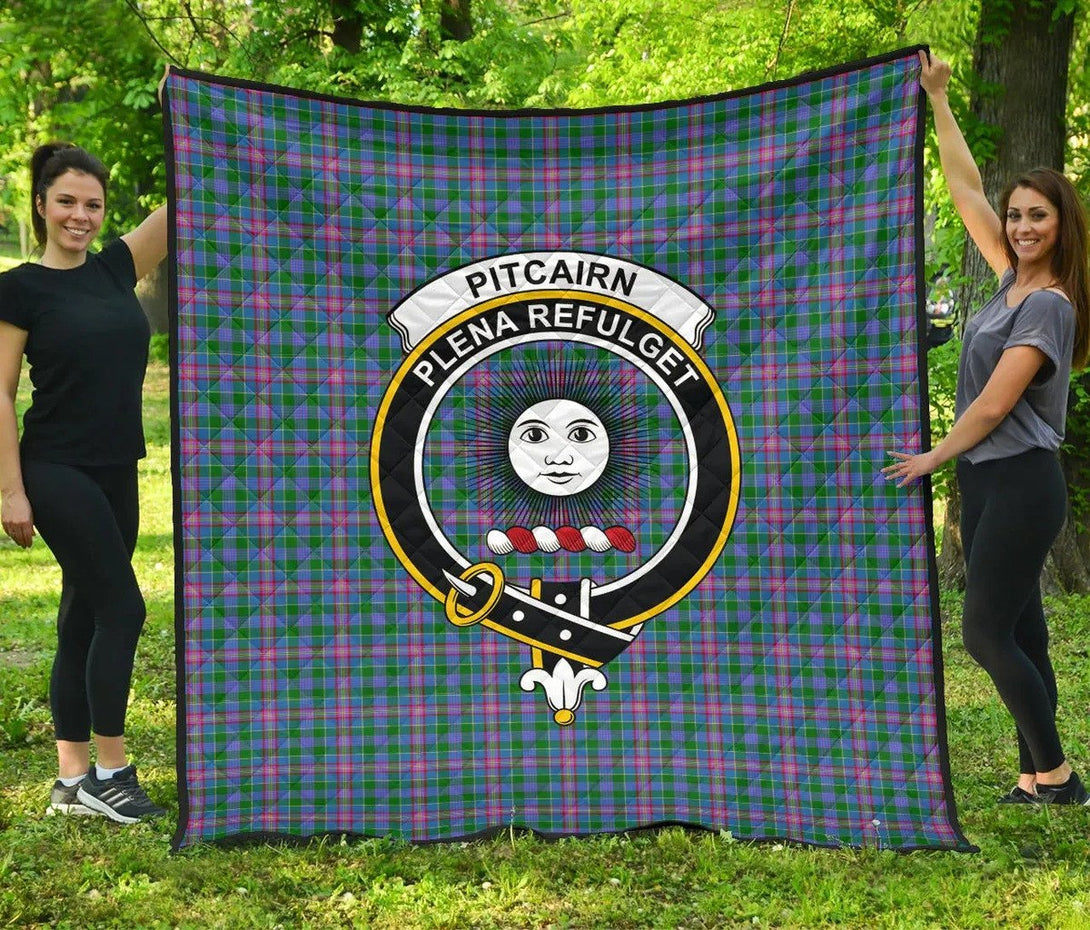 Pitcairn Hunting Tartan Classic Crest Premium Quilt