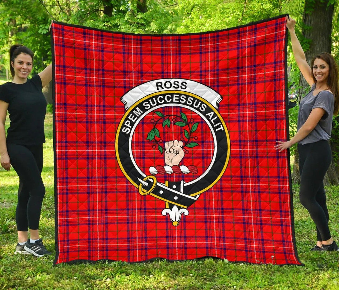 Rose Modern Tartan Classic Crest Premium Quilt