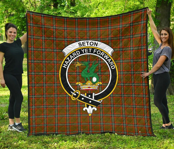 Seton Hunting Modern Tartan Classic Crest Premium Quilt