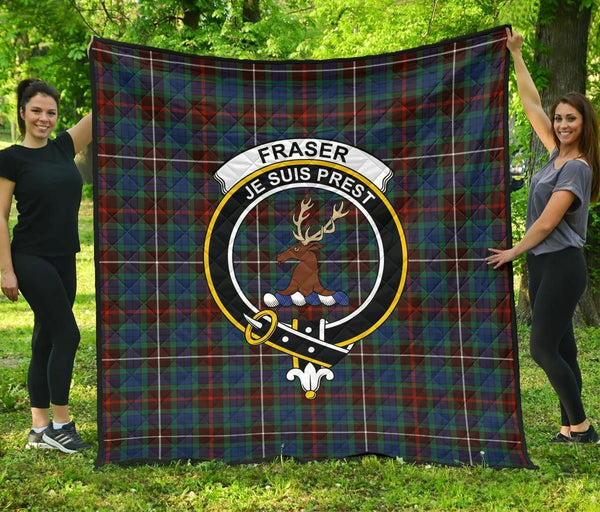 Fraser Hunting Ancient Tartan Classic Crest Premium Quilt