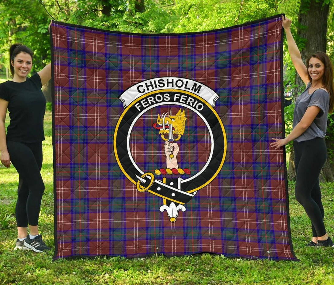 Chisholm Hunting Modern Tartan Classic Crest Premium Quilt