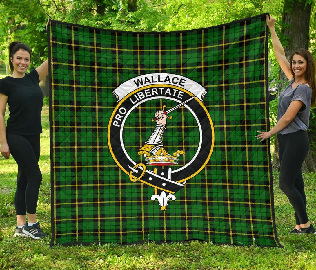 Wallace Hunting - Green Tartan Classic Crest Premium Quilt