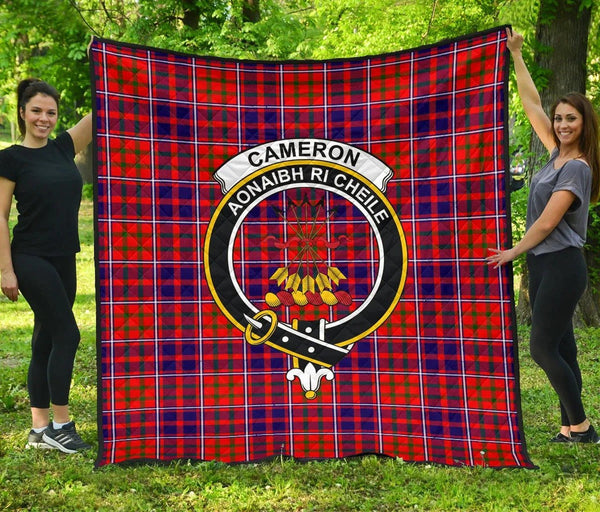 Cameron of Lochiel Modern Tartan Classic Crest Premium Quilt