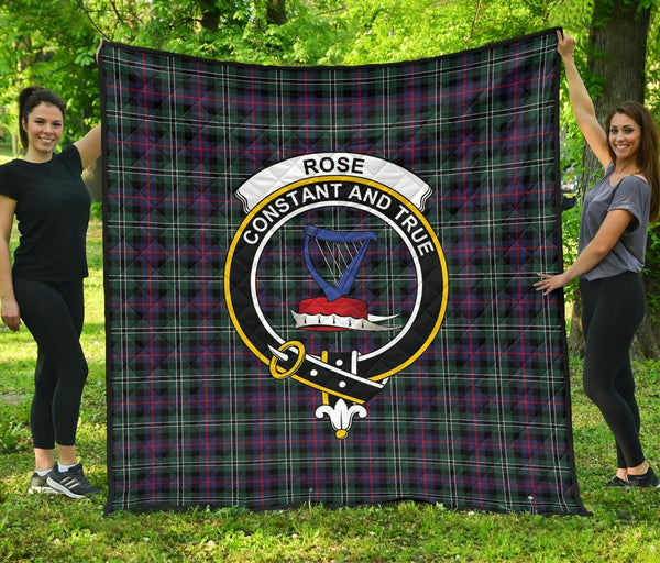 Rose Hunting Modern Tartan Classic Crest Premium Quilt