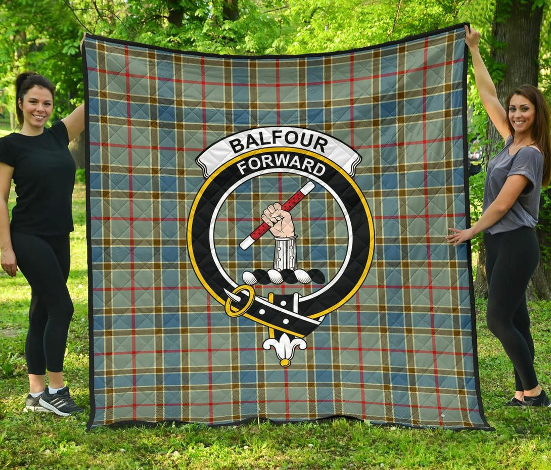 Balfour Blue Tartan Classic Crest Premium Quilt