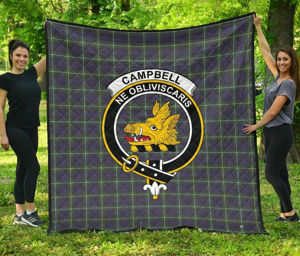 Campbell Argyll Modern Tartan Classic Crest Premium Quilt