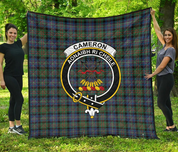 Cameron of Erracht Ancient Tartan Classic Crest Premium Quilt