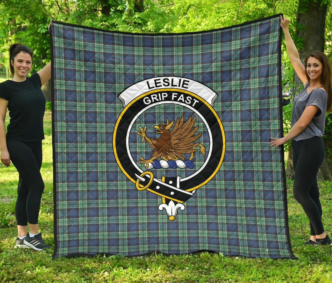 Leslie Hunting Ancient Tartan Classic Crest Premium Quilt