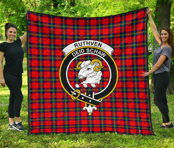 Ruthven Modern Tartan Classic Crest Premium Quilt