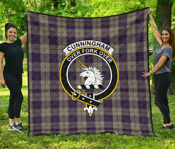 Cunningham Dress Blue Dancers Tartan Classic Crest Premium Quilt