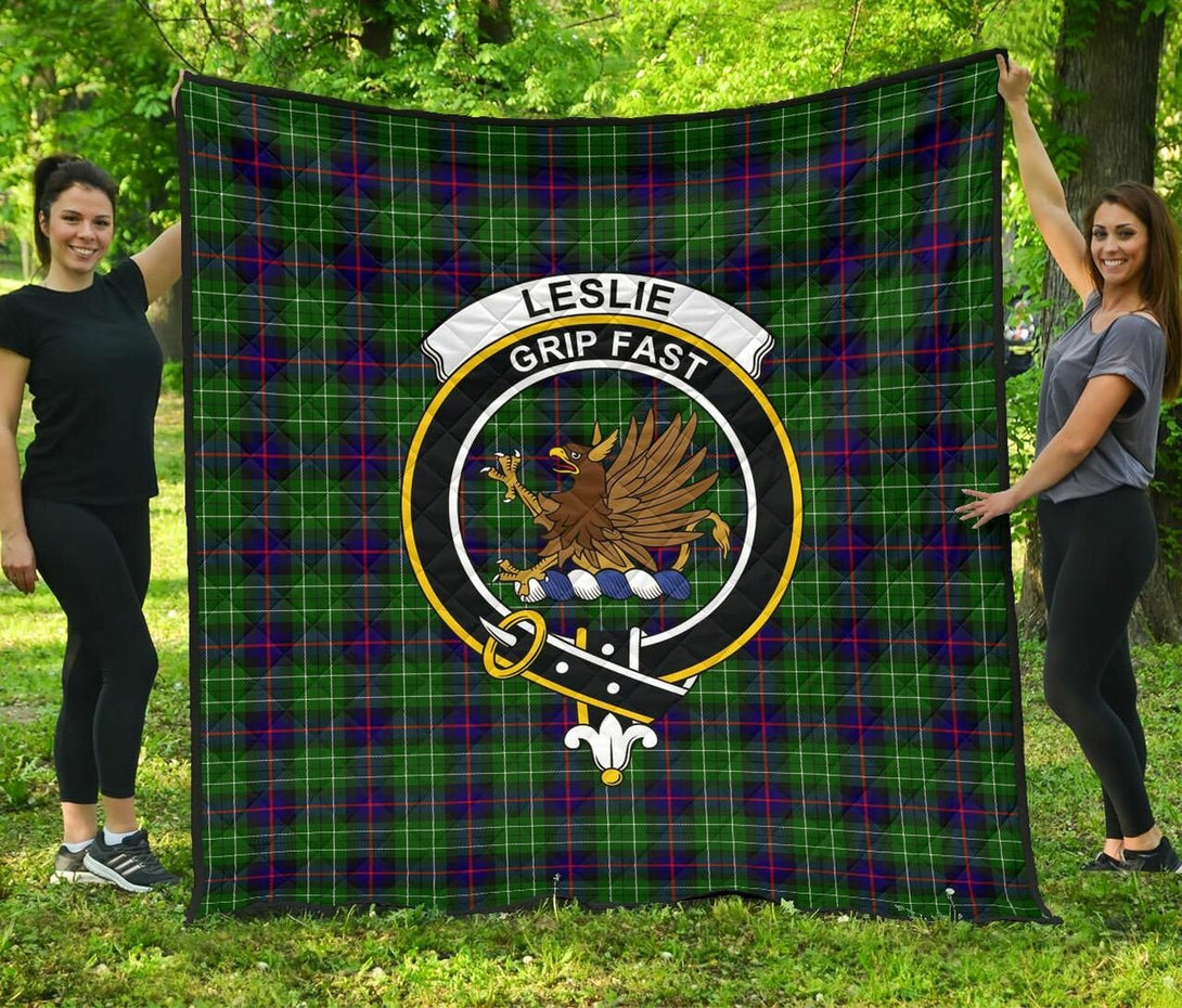 Leslie Hunting Tartan Classic Crest Premium Quilt