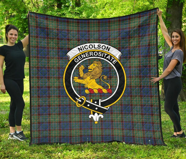 Nicolson Hunting Weathered Tartan Classic Crest Premium Quilt