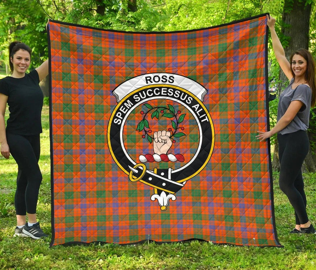 Ross Ancient Tartan Classic Crest Premium Quilt