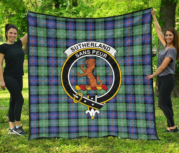 Sutherland Old Ancient Tartan Classic Crest Premium Quilt