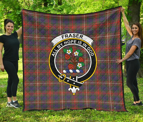 Fraser Hunting Modern Tartan Classic Crest Premium Quilt