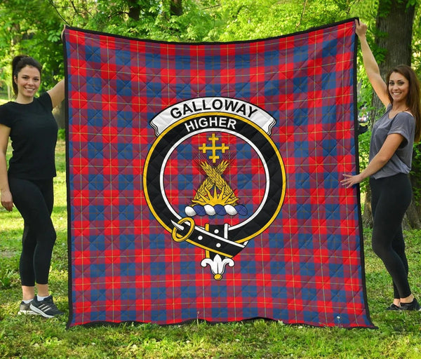 Galloway Red Tartan Classic Crest Premium Quilt