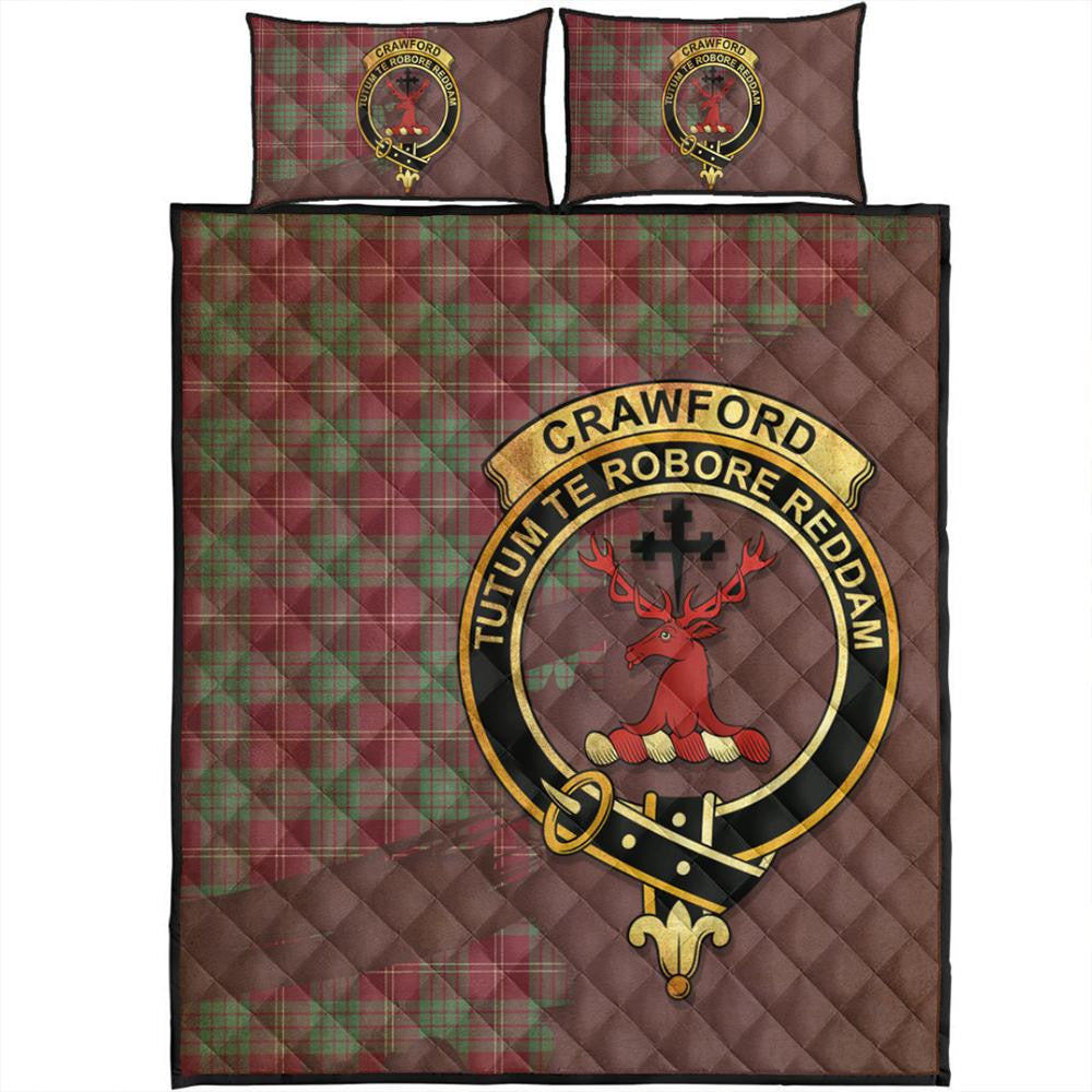 Crawford Ancient Tartan Crest Quilt Bed Set Oldest Style