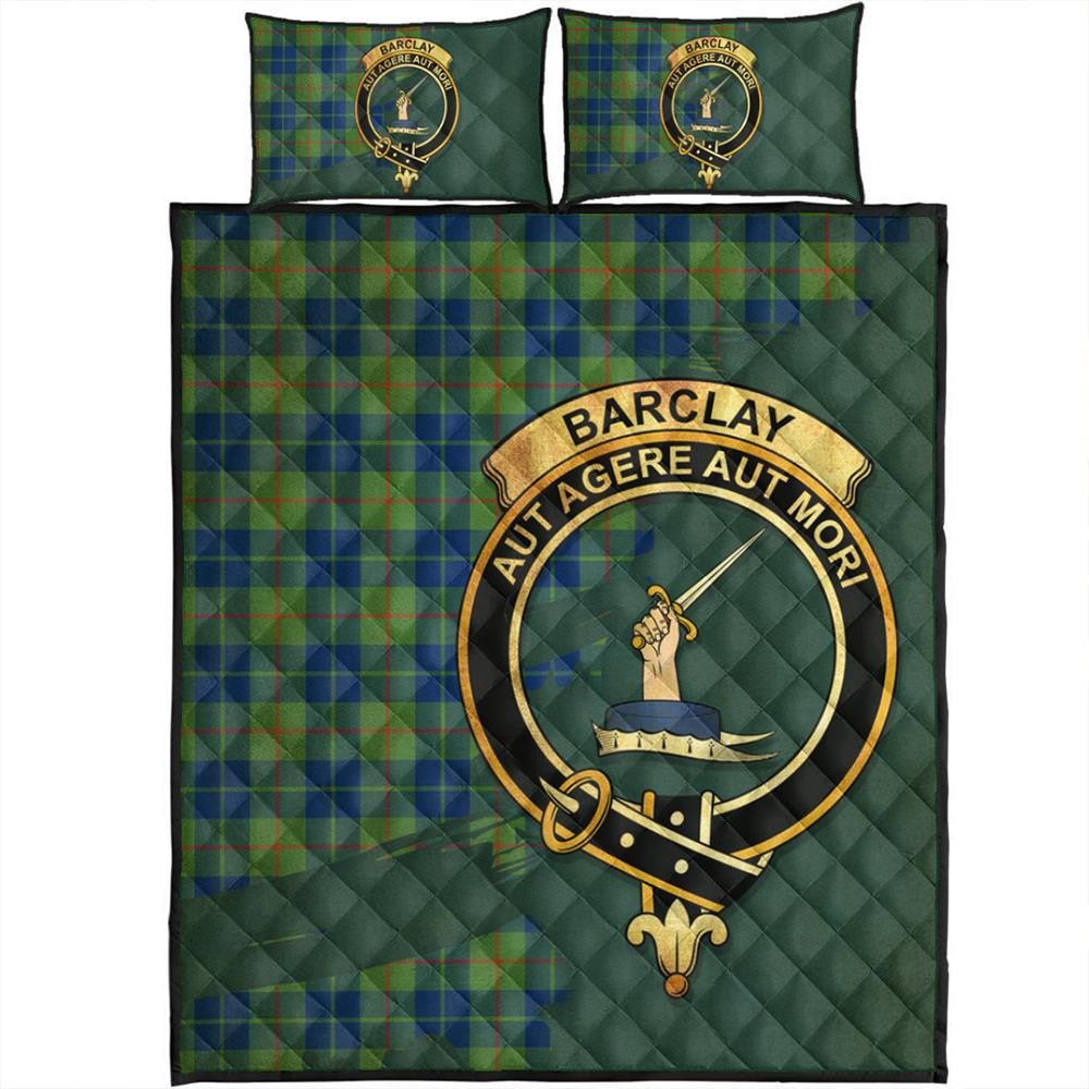 Barclay Hunting Ancient Tartan Crest Quilt Bed Set Oldest Style