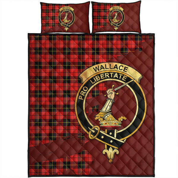 Wallace Hunting - Red Tartan Crest Quilt Bed Set Oldest Style