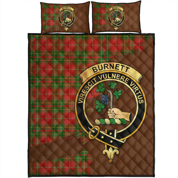 Burnett Ancient Tartan Crest Quilt Bed Set Oldest Style