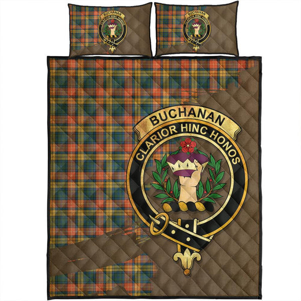 Buchanan Ancient Tartan Crest Quilt Bed Set Oldest Style