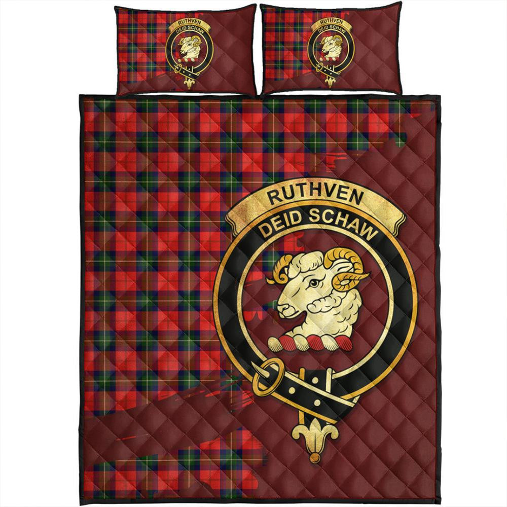 Ruthven Modern Tartan Crest Quilt Bed Set Oldest Style