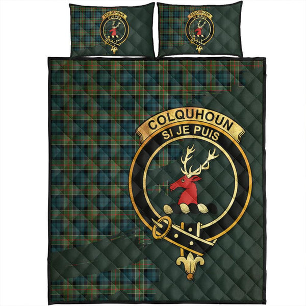 Colquhoun Ancient Tartan Crest Quilt Bed Set Oldest Style