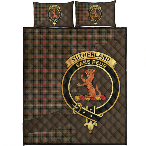 Sutherland Weathered Tartan Crest Quilt Bed Set Oldest Style