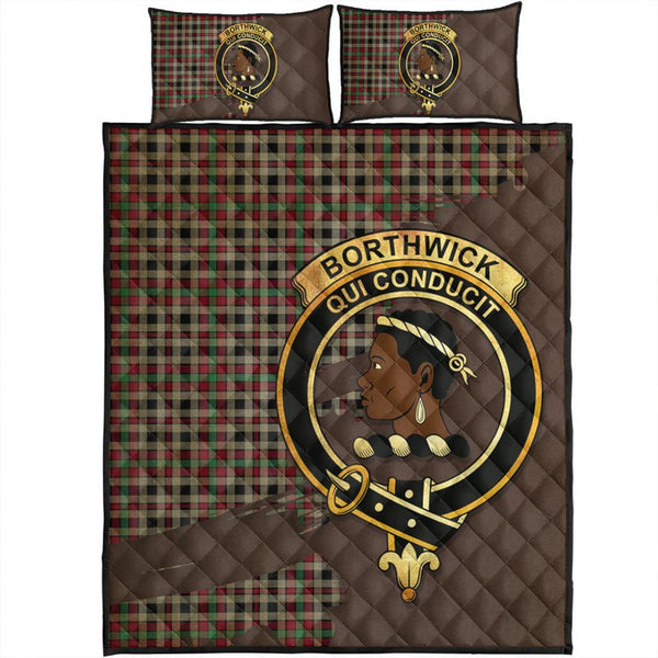 Borthwick Ancient Tartan Crest Quilt Bed Set Oldest Style