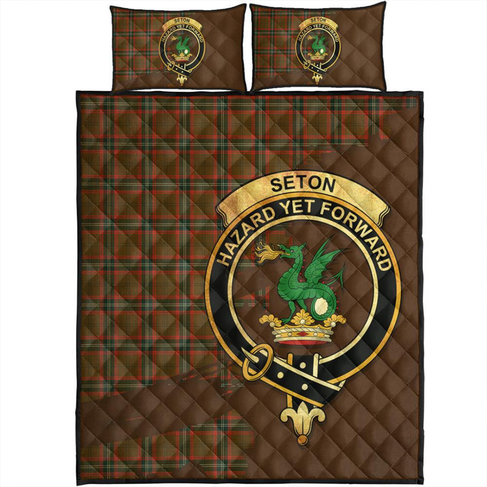 Seton Hunting Modern Tartan Crest Quilt Bed Set Oldest Style