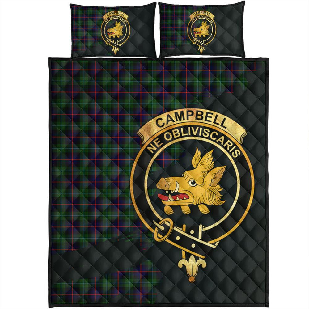 Campbell of Cawdor Modern Tartan Crest Quilt Bed Set Oldest Style