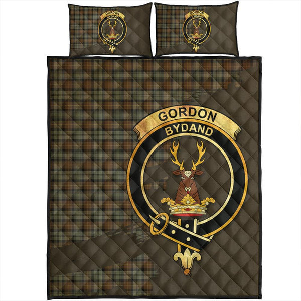 Gordon Weathered Tartan Crest Quilt Bed Set Oldest Style