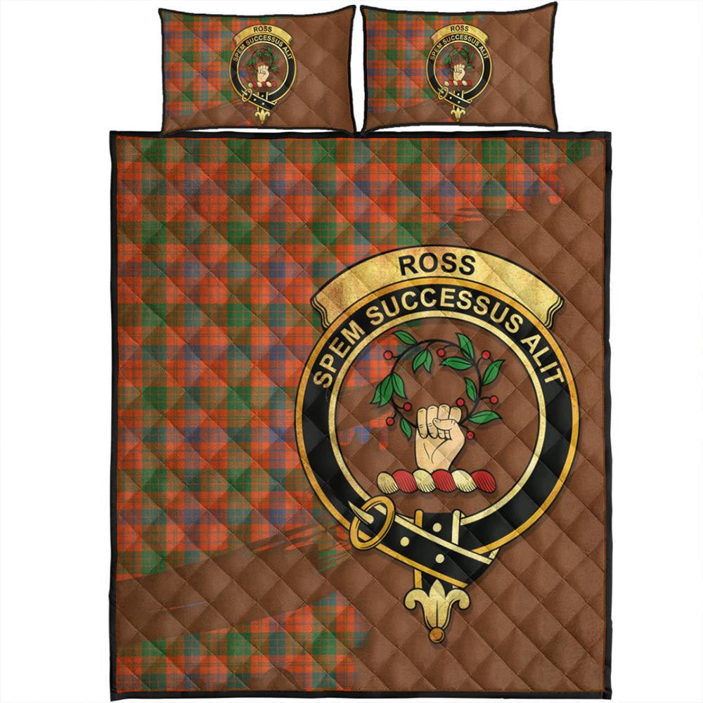 Ross Ancient Tartan Crest Quilt Bed Set Oldest Style