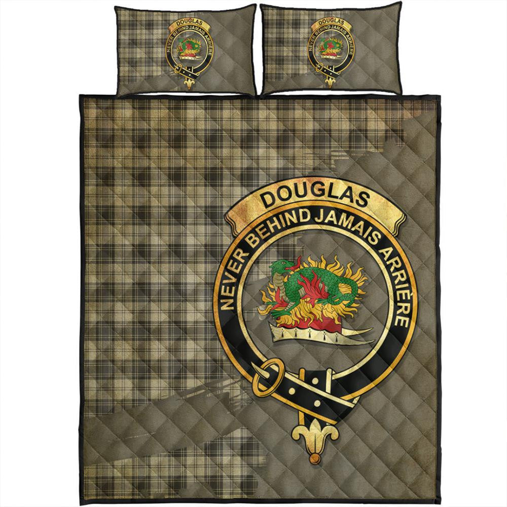 Douglas Grey Modern Tartan Crest Quilt Bed Set Oldest Style