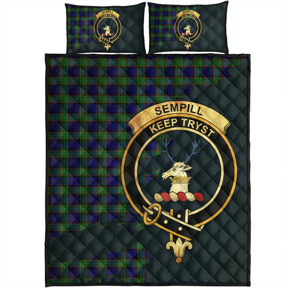 Sempill Modern Tartan Crest Quilt Bed Set Oldest Style