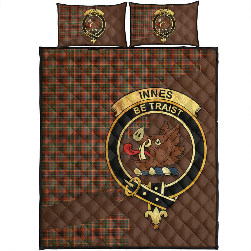 Innes Ancient Tartan Crest Quilt Bed Set Oldest Style