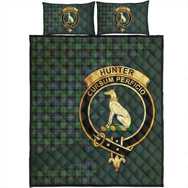 Hunter Ancient Tartan Crest Quilt Bed Set Oldest Style